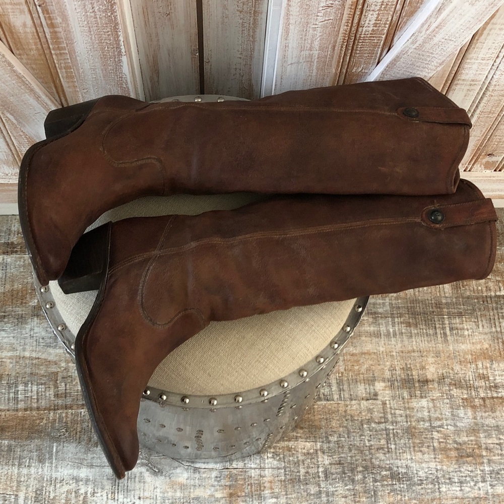 Frye Tan Genuine Real Leather Riding Boots - Picture 11 of 14